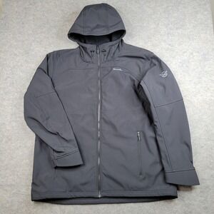 Moosejaw Jacket Mens 2XL Gray Hooded Softshell Full Zip Lined Hiking Outdoor